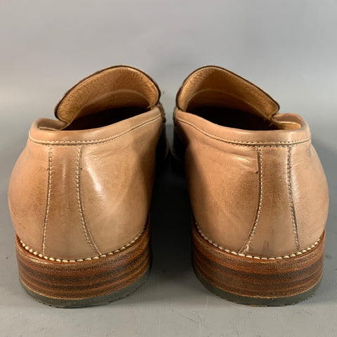 GRAVATI Size 9.5 Tan Beige 17293 Leather Penny Loafer Loafers