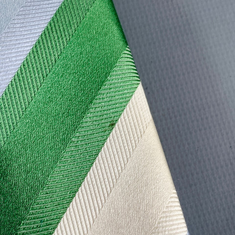 KITON Cream Blue Green Diagonal Stripe Silk Tie