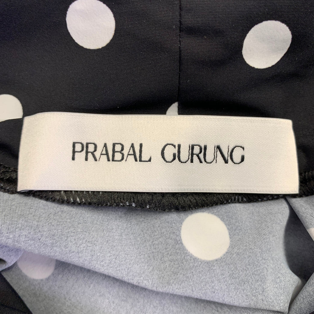 PRABAL GURUNG Size M Black White Lycra Polka Dot Bodysuit Dress Top