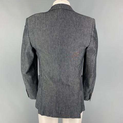 AMI Size 42 Indigo White Twill Polyamide Blend Sport Coat