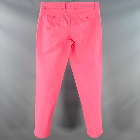 ORLEBAR BROWN Size 32 Neon Pink Cotton Flat Front Tapered Casual Pants