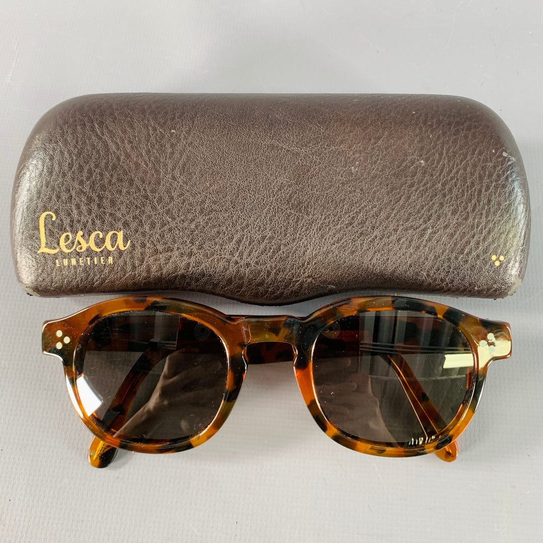 LESCA LUNETIER Brown Tortoiseshell Acetate Sunglasses