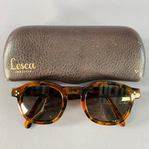LESCA LUNETIER Brown Tortoiseshell Acetate Sunglasses