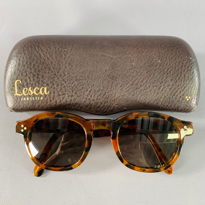 LESCA LUNETIER Brown Tortoiseshell Acetate Sunglasses