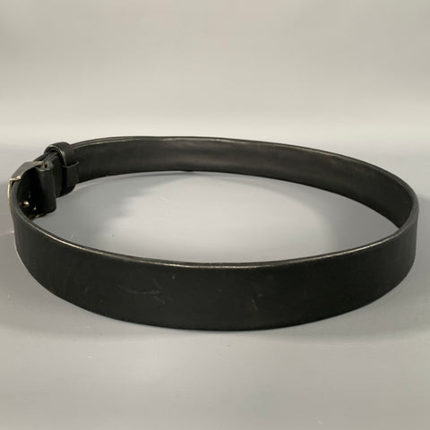 TOD'S Size 38 Black Silver Solid Leather Belt