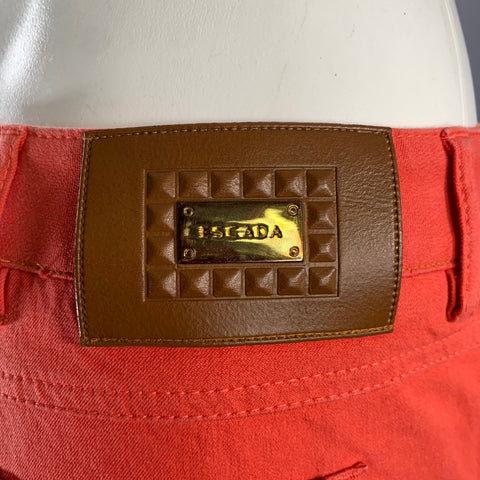 Pantalon décontracté ESCADA Taille 28 en mélange de coton corail