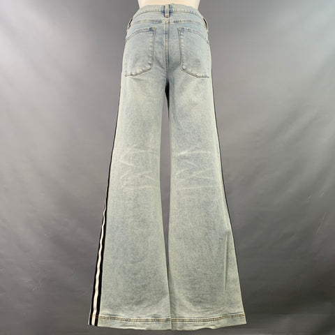 ALICE + OLIVIA Size 28 Blue Cotton Blend Denim Distressed Wide Leg Casual Pants