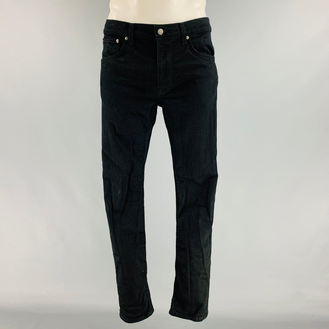 NUDIE JEANS Size 36 Black Solid Cotton Elastane Zip Fly Jeans