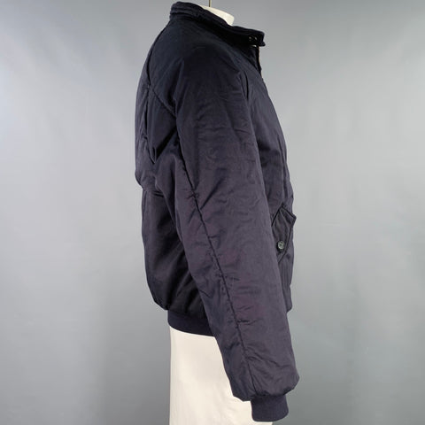 BALENCIAGA Size L Harrington Navy Cotton Bomber Jacket