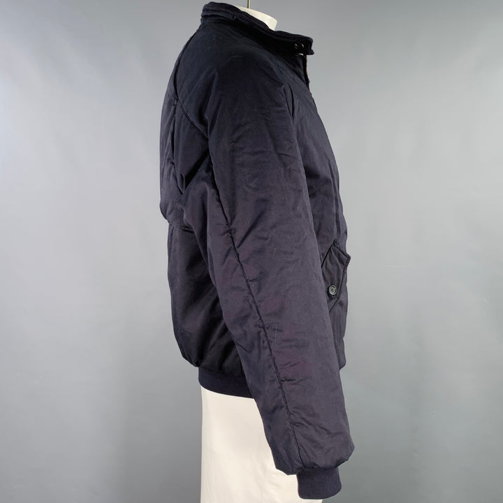 BALENCIAGA Size L Harrington Navy Cotton Bomber Jacket