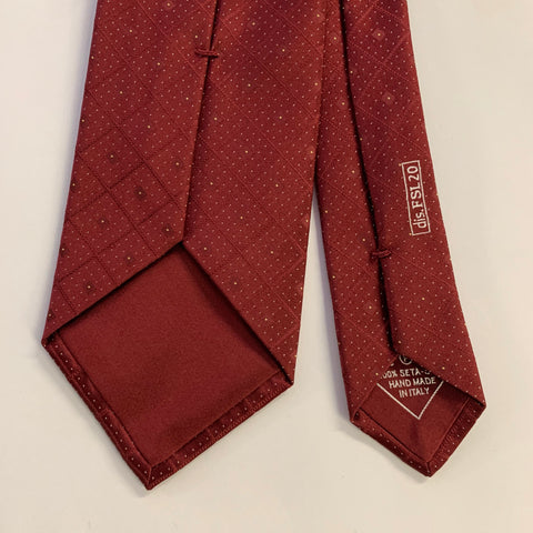 BRIONI Burgundy White Geometric Silk Tie