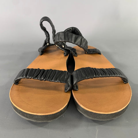 THE ROW Size 8 Black Tan Leather Calfskin Sandals