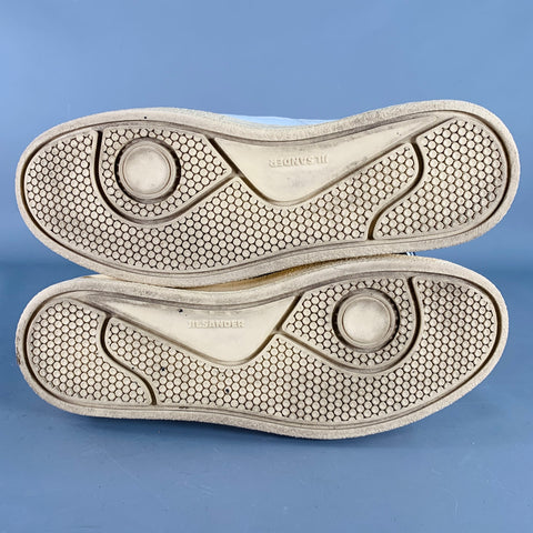 JIL SANDER Size 10 White Leather Rubber Sole Lace-Up Low Top Sneakers