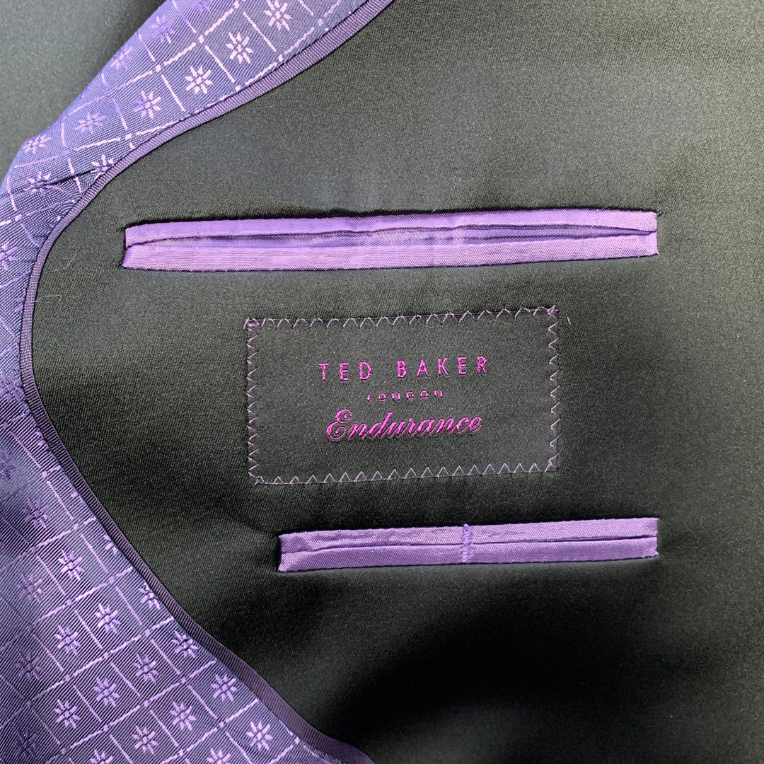 TED BAKER Size 40S Black Wool Mohair Tuxedo Suit