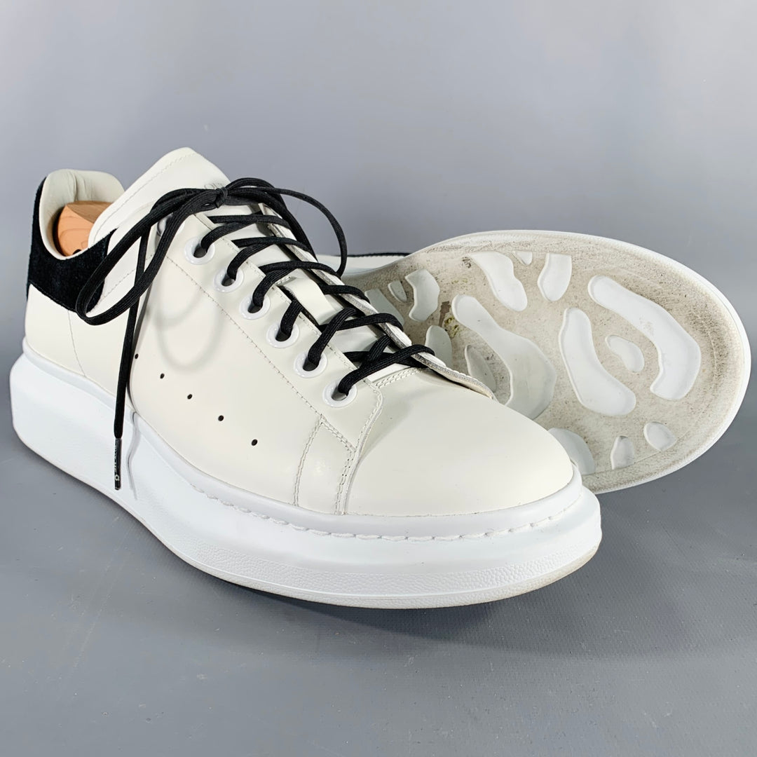 ALEXANDER MCQUEEN Size 10 White Black Leather Sneakers