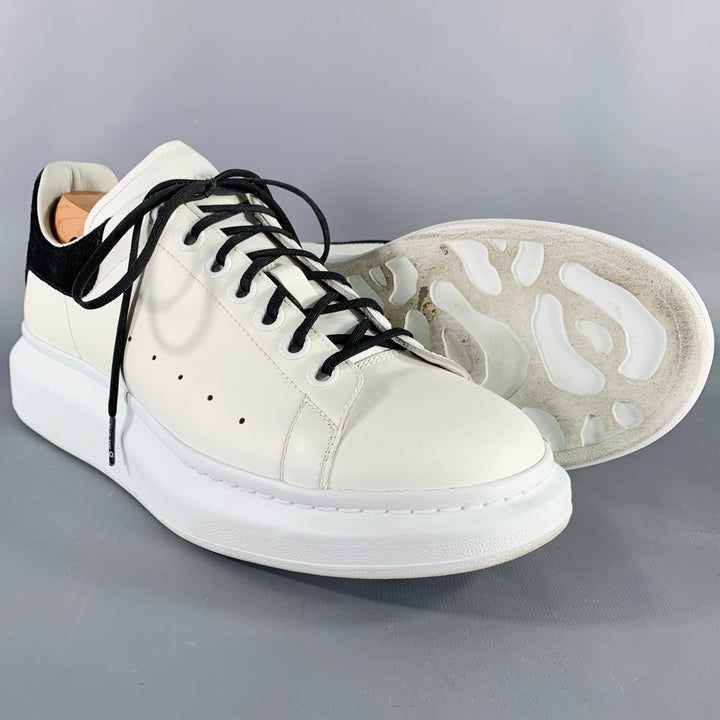 ALEXANDER MCQUEEN Size 10 White Black Leather Sneakers