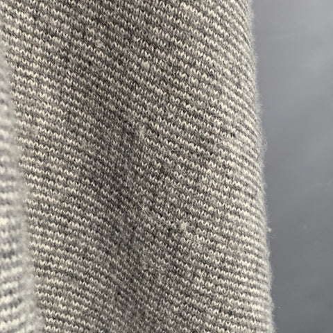 Cardigan ouvert à manches courtes en maille tricotée grise et blanche avec col châle, Taille M, SANS MARQUE