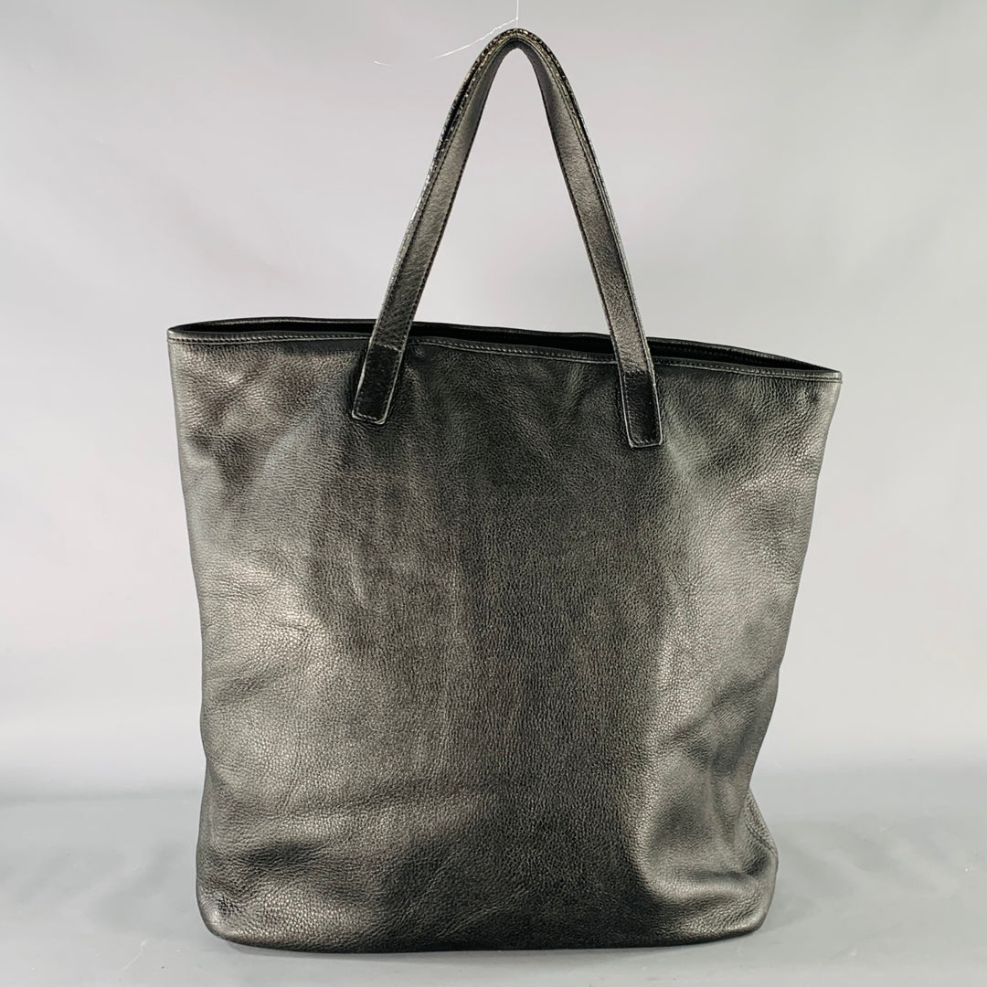 MAX MARA Black Leather Tote Top Handles Zip Handbag