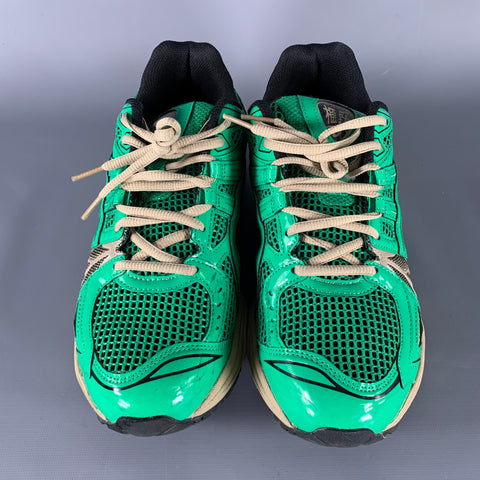 ASICS - GMBH Size 9 Green Black Mixed Materials Low Top Sneakers