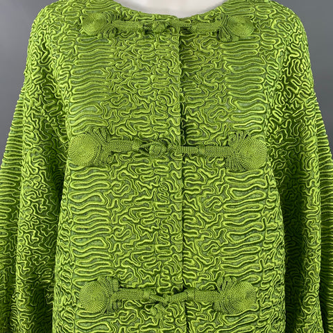 ERMANNO SCERVINO 2015 Size 8 Green Chartreuse Polyester Blend Embroidered Coat