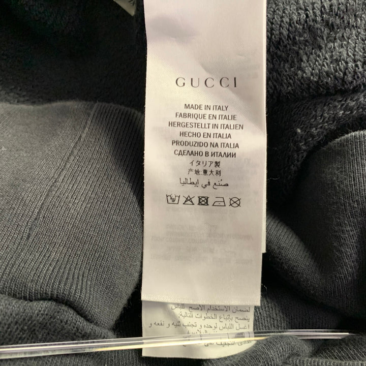 GUCCI Size XL Guccify Wolf Black Red White Applique Cotton Hooded Sweatshirt