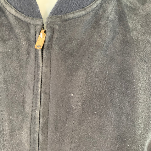 BALLY Size 42 Black Suede Leather Reversible Bomber Jacket
