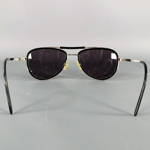 CARTIER Black Silver Metal Aviator Sunglasses