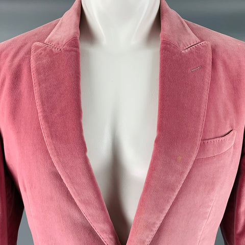 BURBERRY Size 40 Pink Velvet Notch Lapel Sport Coat