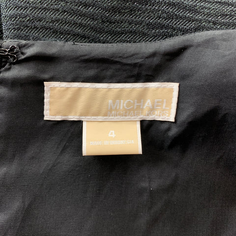 MICHAEL KORS Size 4 Black Woven Polyester Blend Empire Waist Dress