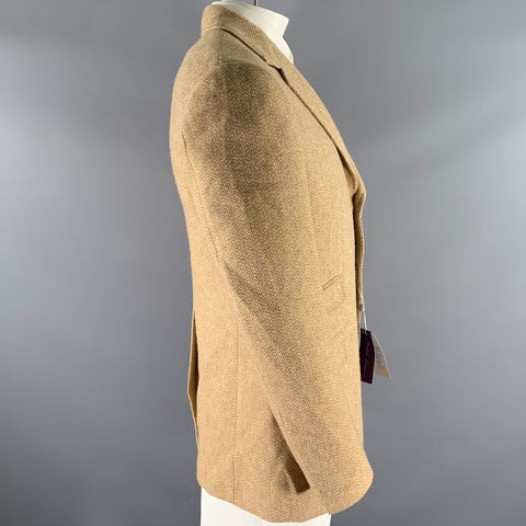 RALPH LAUREN Size 42L Camel Tan Herringbone Wool Notch Lapel Sport Coat