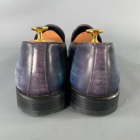 KLEIN EPSTEIN & PARKER Size 9.5 Turquoise Blue Abstract Leather Slip On Loafers