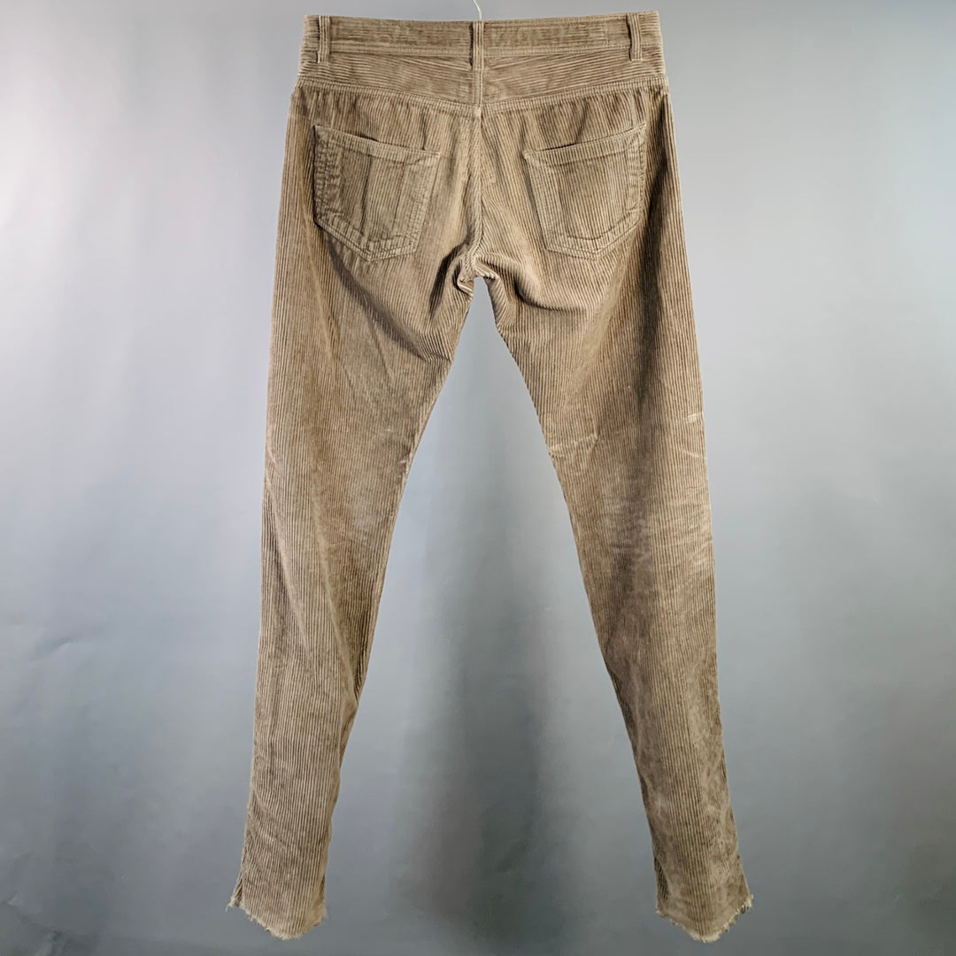 DRKSHDW Size 33 Brown Corduroy Cotton Straight Raw Edge Casual Pants