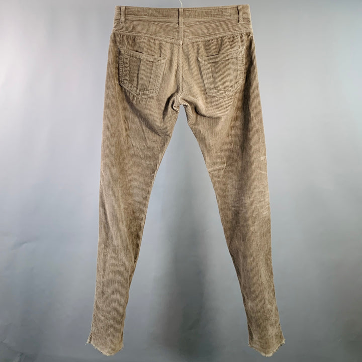 DRKSHDW Size 33 Brown Corduroy Cotton Straight Raw Edge Casual Pants