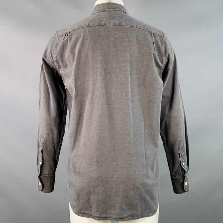 OUR LEGACY Size M Grey Charcoal Linen Cotton One Pocket Long Sleeve Shirt