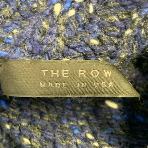 THE ROW Taille L Pull Col Roulé Mélangé de Laine Bleu Marine