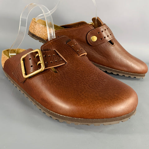 BIRKENSTOCK Size 11 Brown Gold Leather Slip On Sandals