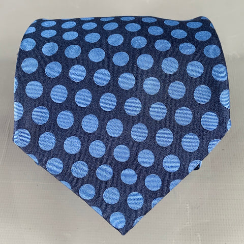 PAUL SMITH Blue Black Polka Dot Silk Tie