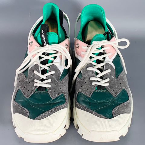 CALVIN KLEIN 205W39NYC 2018 Size 11 Green Grey Pink Color Block Leather Sneakers