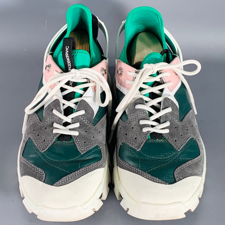 CALVIN KLEIN 205W39NYC 2018 Size 11 Green Grey Pink Color Block Leather Sneakers