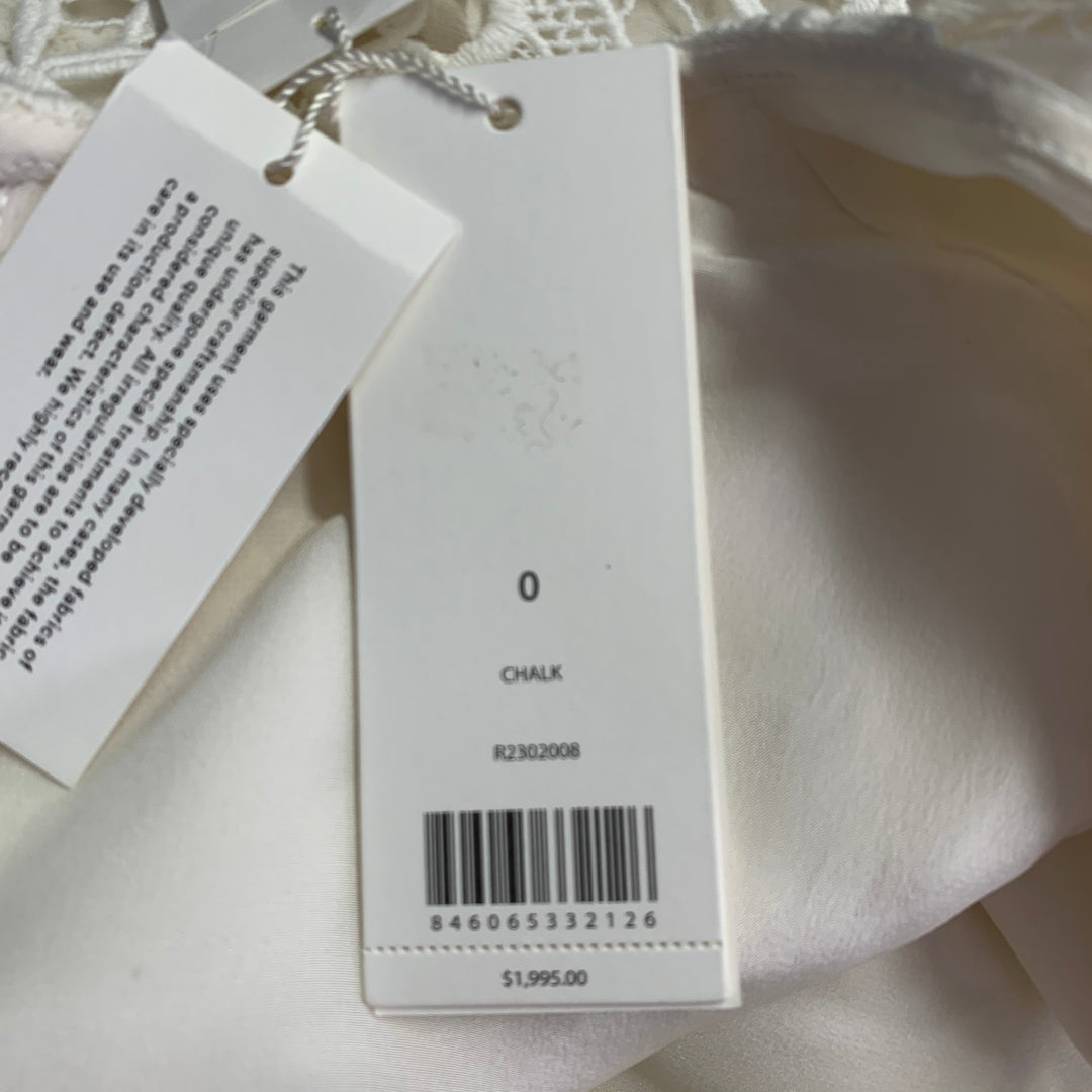 JASON WU COLLECTION Size 0 White Guipure Cotton Lace Overlay Blouse