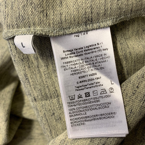 BOTTEGA VENETA Size L Green Grey Heather Cotton Buttoned Polo