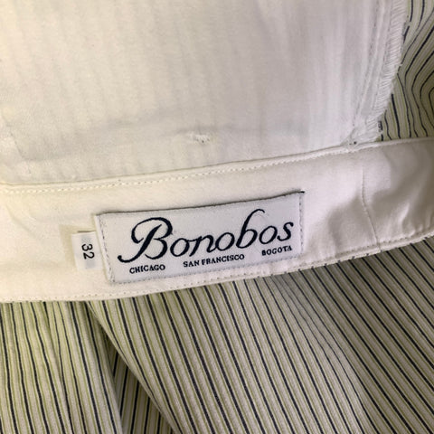 BONOBOS Size 32 Green Pinstripe Cotton Elastane Zip Fly Casual Pants