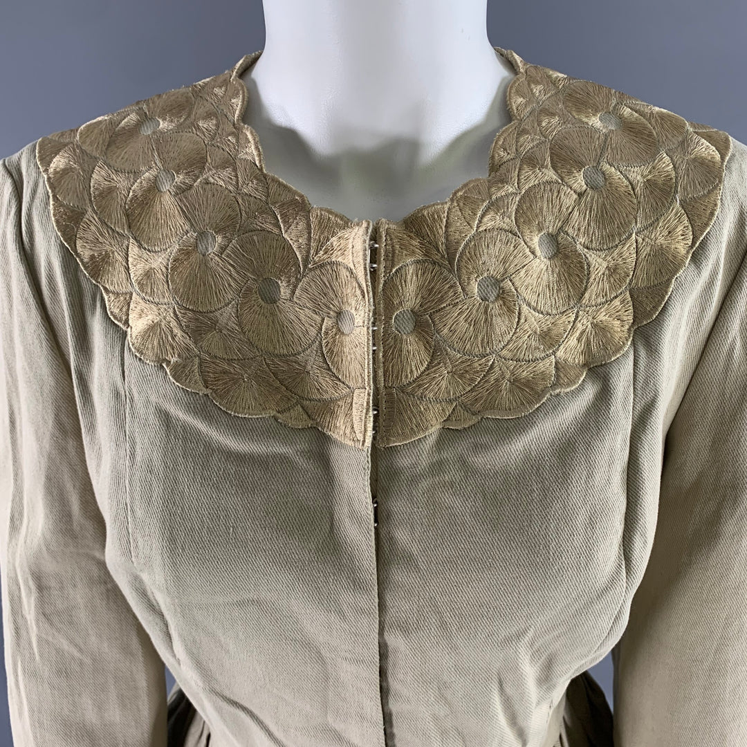 PORTS 1961 Size 12 Khaki Cotton Blend Embroidered Jacket