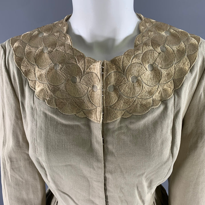 PORTS 1961 Size 12 Khaki Cotton Blend Embroidered Jacket