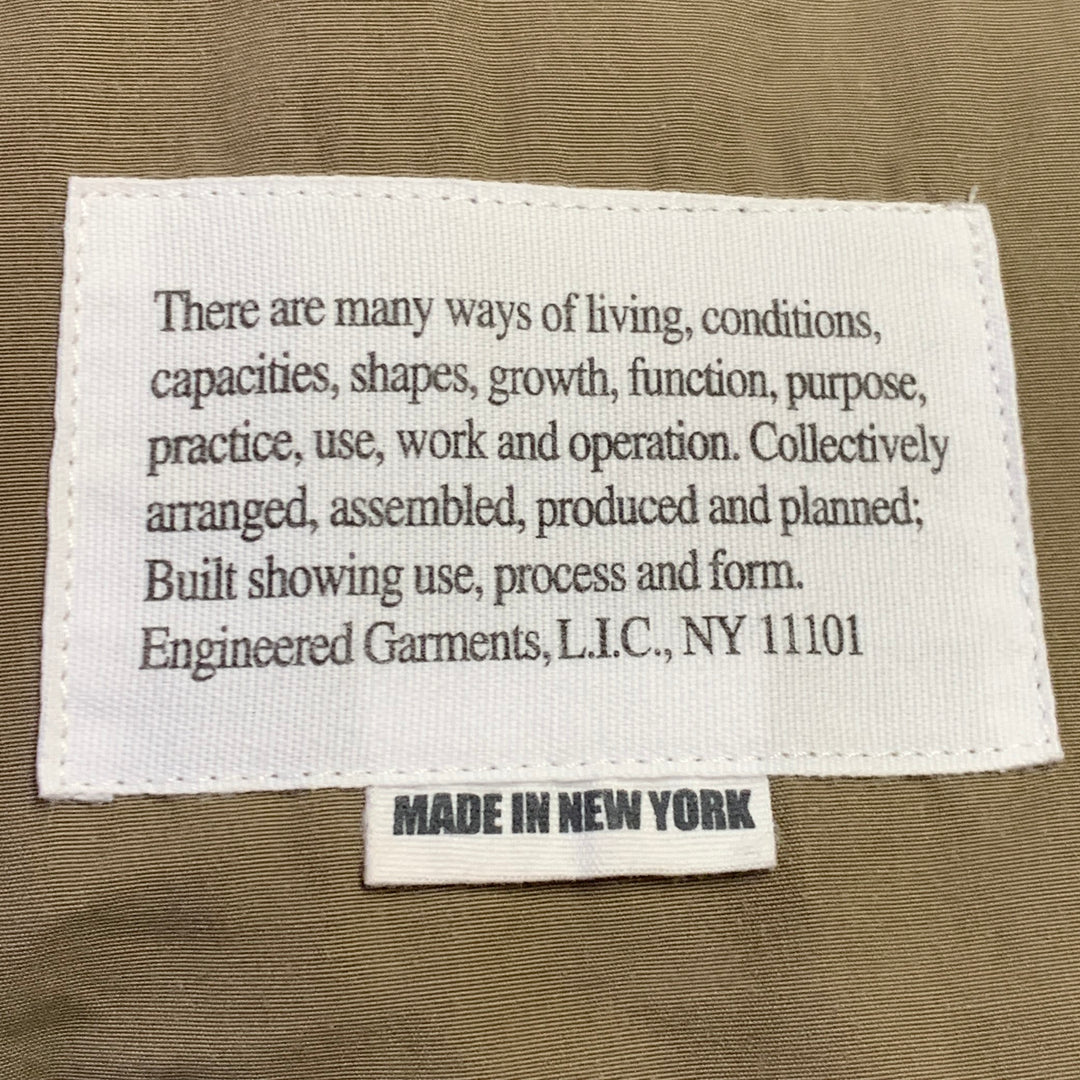 ENGINEERED GARMENTS Size L Khaki Polyester Blend Moleskin Patch Pockets Jacket