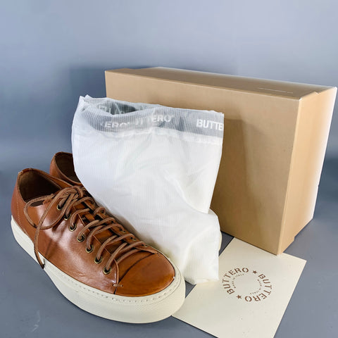 BUTTERO Size 8 Brown Leather Low Top Sneakers