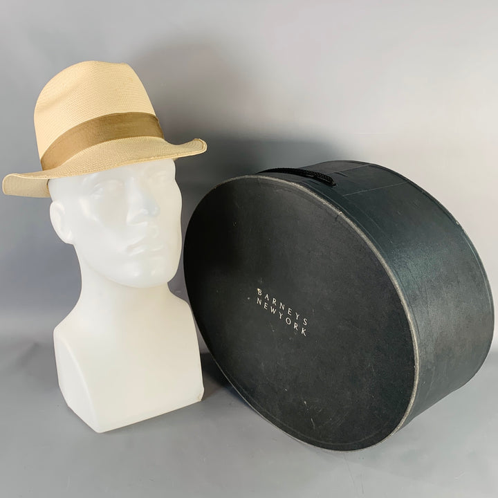 BARNEY'S NEW YORK Size S Beige Taupe Woven Straw Fedora