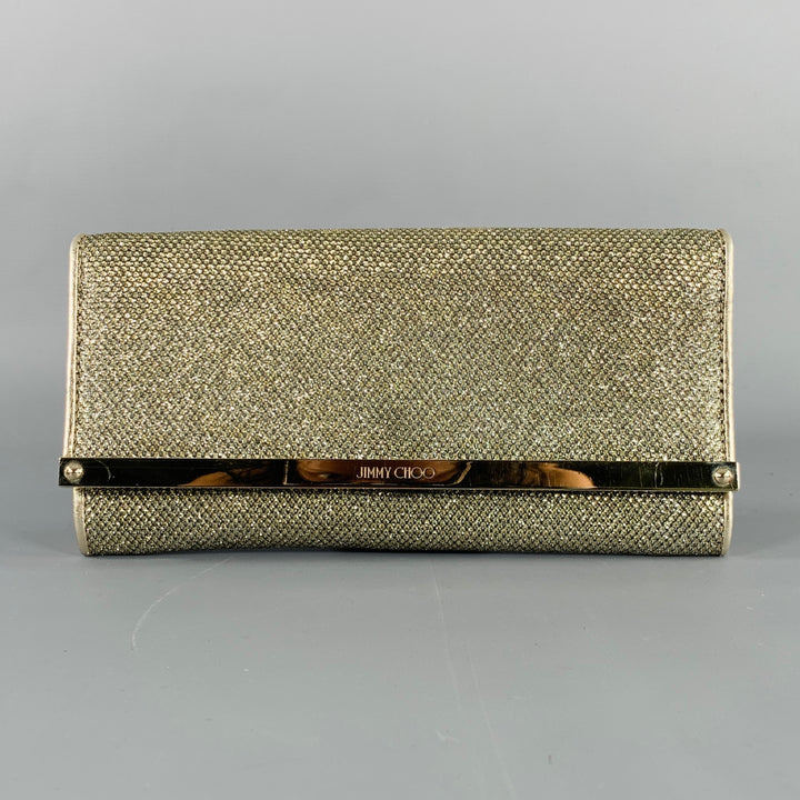 JIMMY CHOO Gold Shimmer Leather Metal Evening Handbag