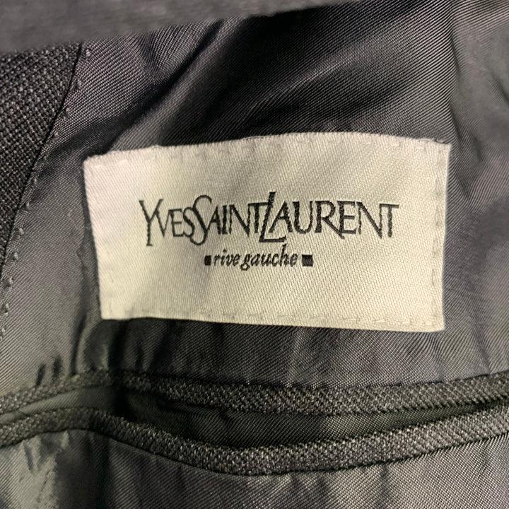 YVES SAINT LAURENT Size 42 Long Grey Charcoal Wool Notch Lapel Suit