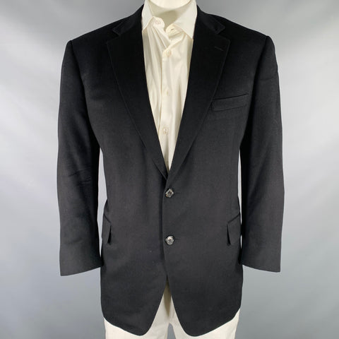 BROOKS BROTHERS Size 46 Black Cashmere Single Breasted Sport Coat